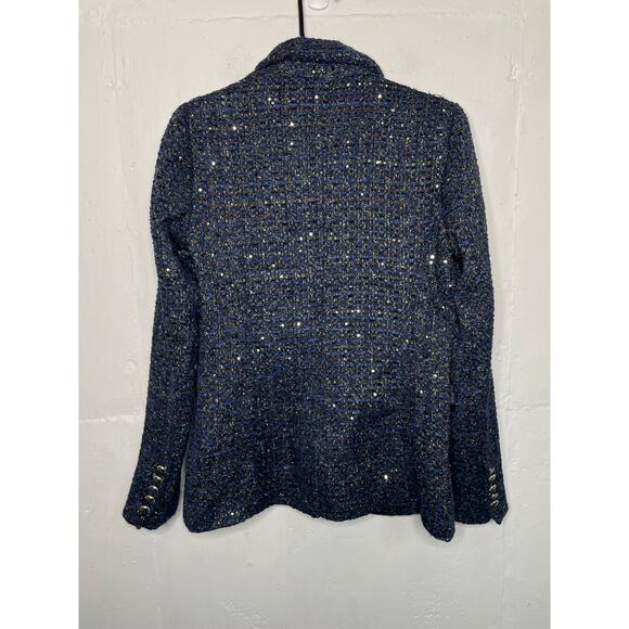 House of Harlow Women's Navy and Blue Tweed Blazer Jacket Size Small - Picture 6 of 8